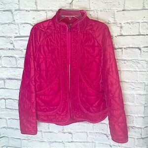 Calia. Velvet Quilted Bomber Style Jacket. Hot Pink. Boxy Fit. Size M.
